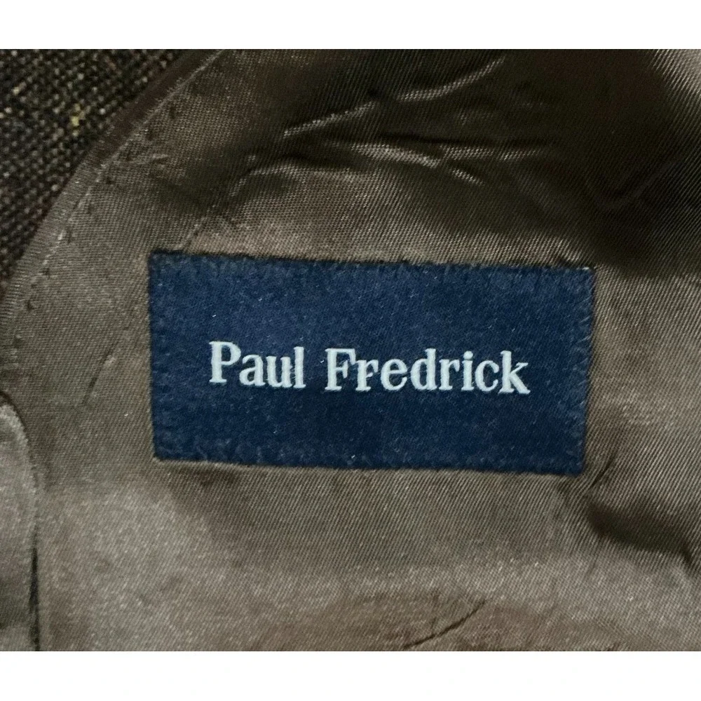 Paul‎ Frederick 46R Wool Sport Coat Blazer Black Flecked Elbow Patch Jacket Mens